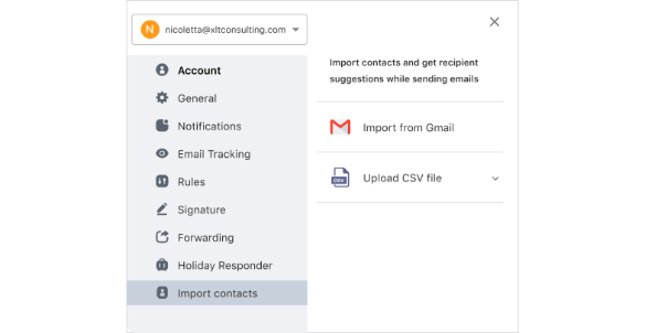 Migre seus contatos e e-mails existentes com facilidade